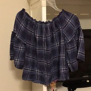 arizona jean co blue plaid blouse!